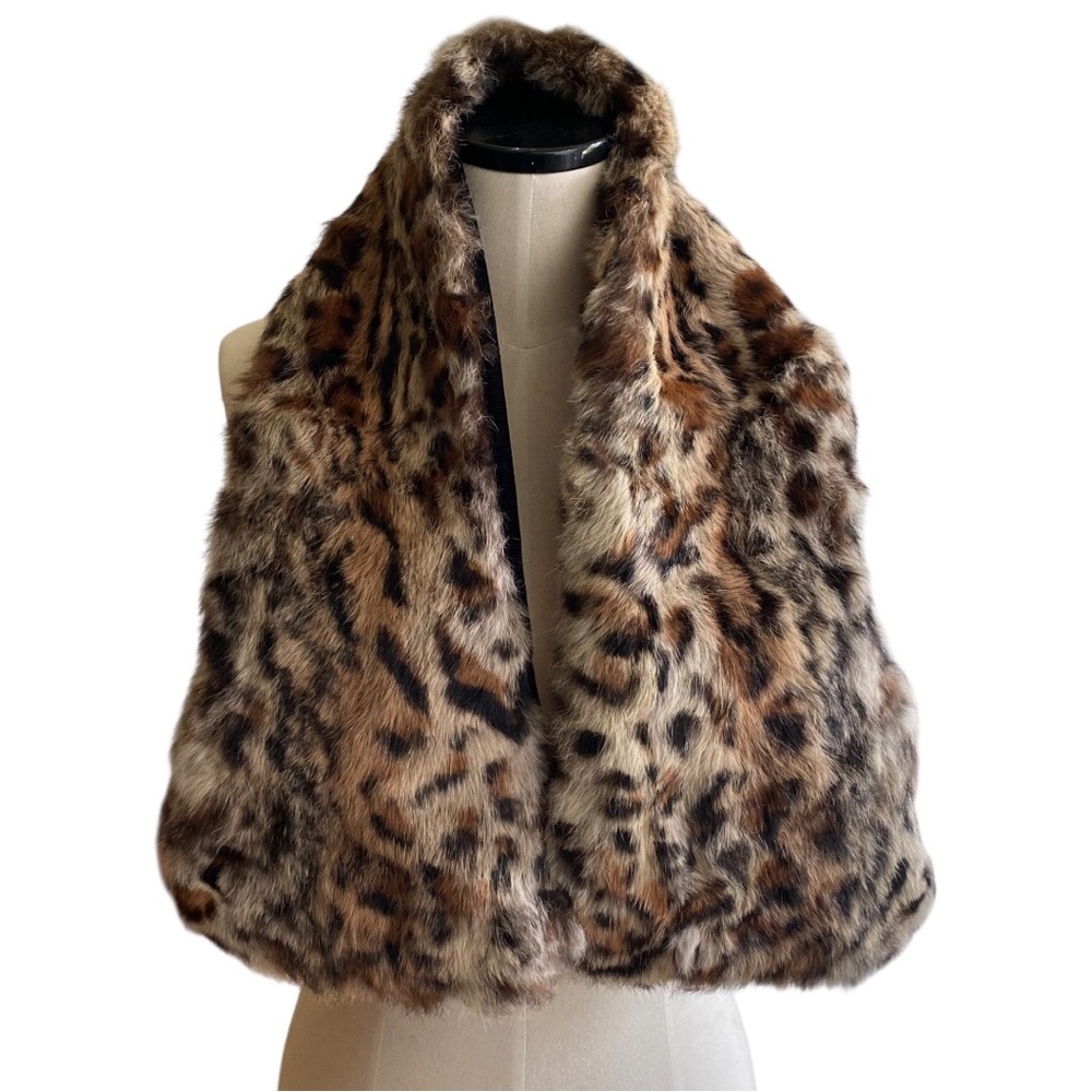 LAST CALL: Adrienne Landau Rabbit Fur Leopard Print Scarf